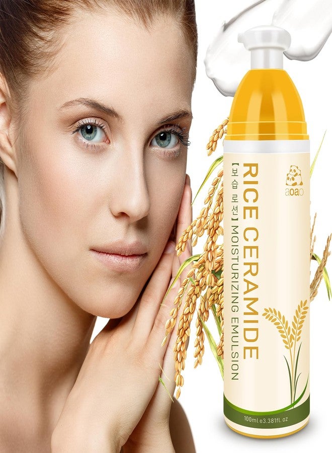 AOAO Rice Ceramide Moisturizing Cream, Vitamin E & Hyaluronic Acid Infused for Deep Hydration, Brightening & Firming, Lightweight, Fast-absorbing Formula for All Skin Types, Hygienic Pump, 3.38fl.oz - Image 5